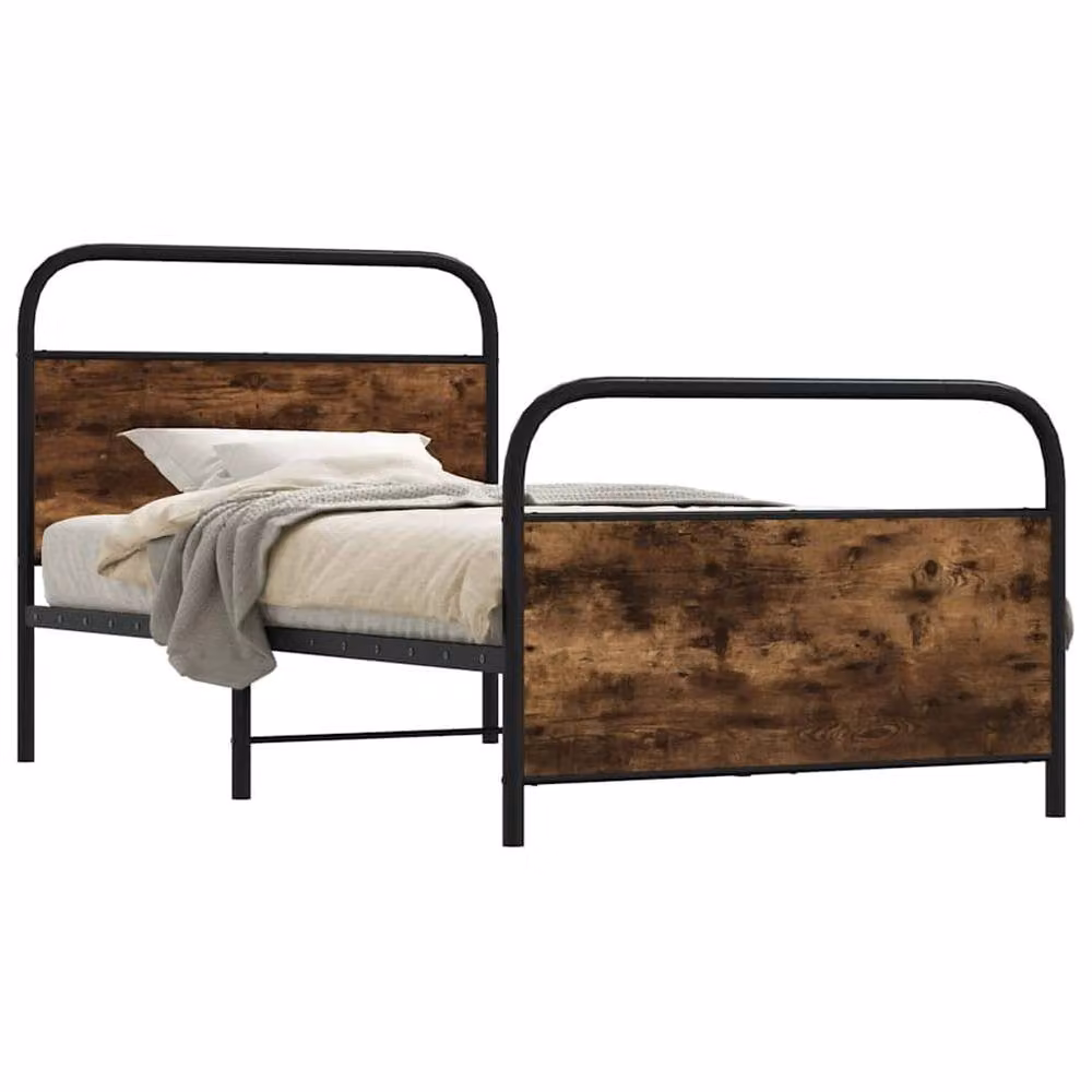 Berkfield Home Bed Frame in Smoked Oak Brown, W/D/H: 107 x 203 cm – 2