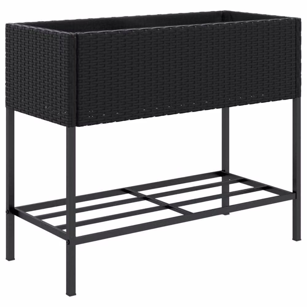 Berkfield Home Garden Planters with Shelf, 2 Piece Set, Black, W/D/H: 90 x 40 x 75 cm – 5