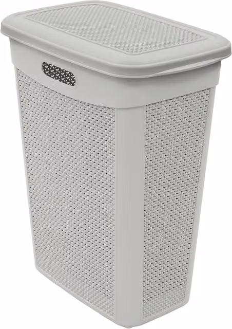 JVL Droplette 43L Laundry Basket with Handles, Ice Grey