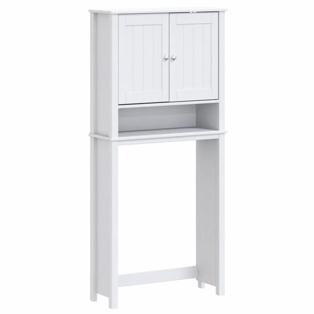 Berkfield Home BERG White Washing Machine Cabinet in Solid Pine Wood, W/D/H: 76 x 27 x 164.5 cm – 2