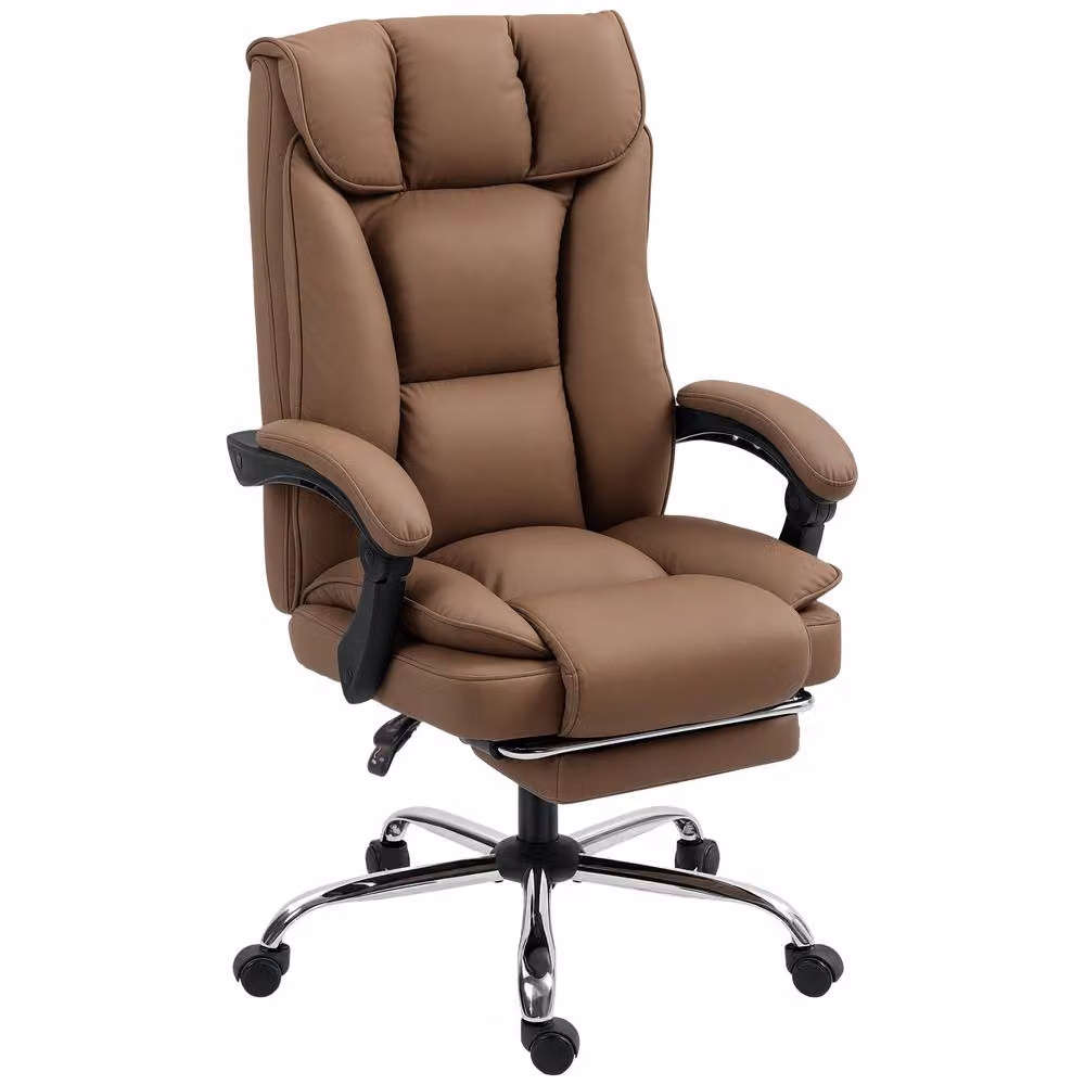 STILVORA Brown Synthetic Leather Reclining Office Task Chair with Headrest and Armrests – 5