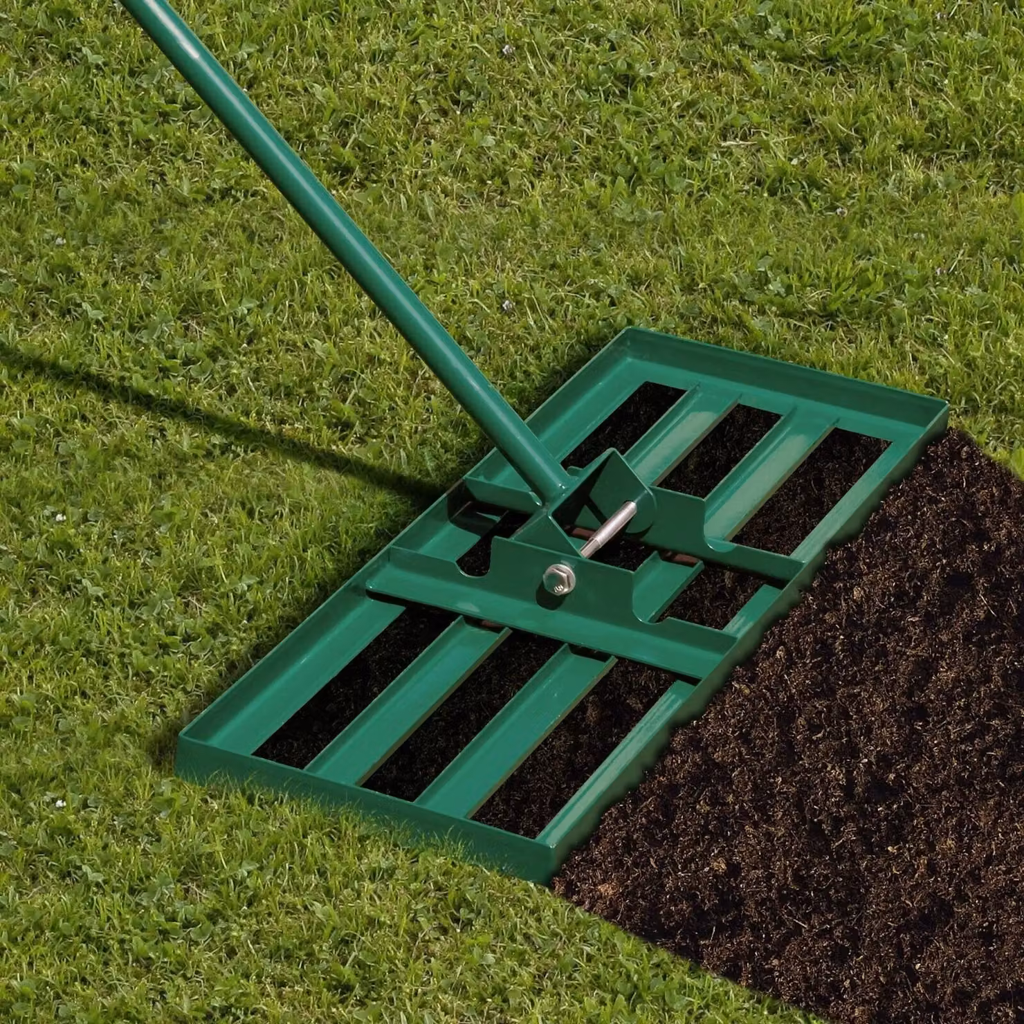 Gymax Green Lawn Leveling Rake Landscape Tool with Handle W: 75 cm, H: 25 cm – 2