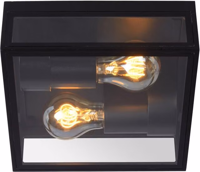 Lucide Dukan Modern Square Flush Ceiling Light for Gardens, Black