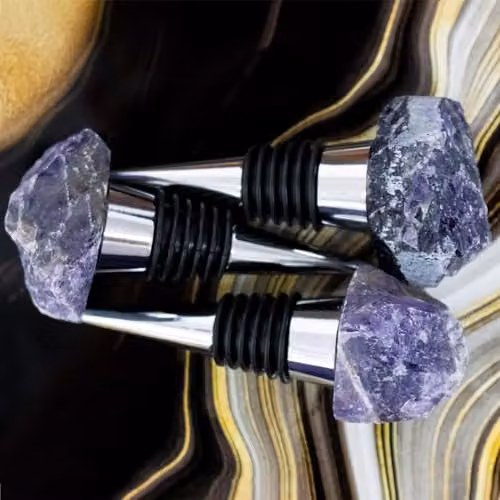 Maison Des Cadeaux Purple Amethyst Crystal and Metal Bottle Stopper – 4