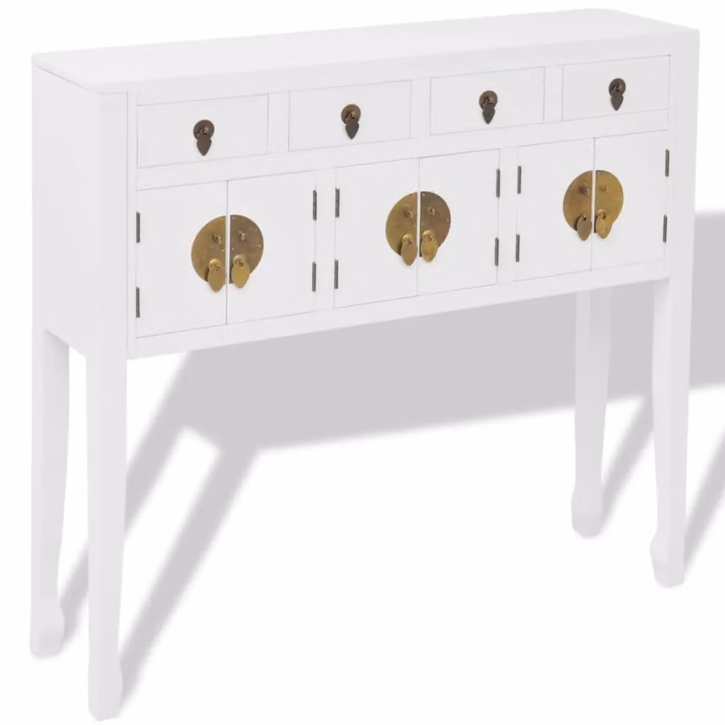 Berkfield Home Chinese Style Solid Wood Sideboard in White – 2