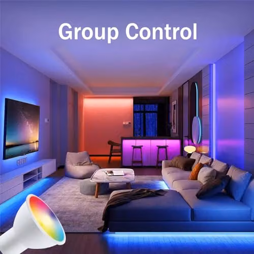 Harper Living Smart Wi-Fi LED GU10 Spotlight Bulb, 5.5W, 400lm, Dimmable RGBW Colour Changing and White Light, Compatible with Tuya, Alexa and Google Home – 6