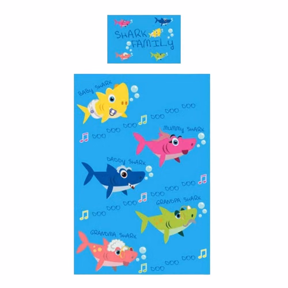 Baby Shark Doo Doo Reversible Duvet Cover and Pillowcase Set in Blue, W/D/H: 90 x 190 cm – 2