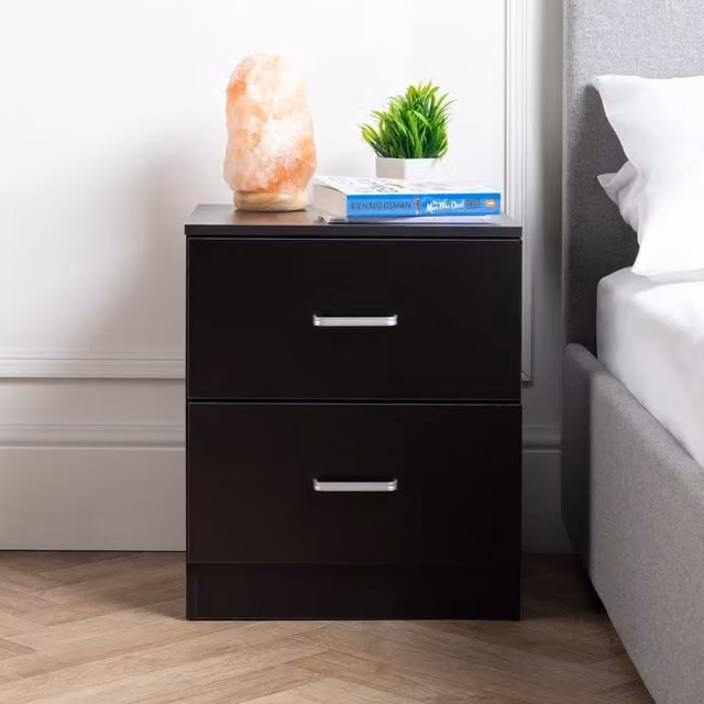 Home Treats Minimalist Black and White Wood and Metal Bedroom Cabinet
