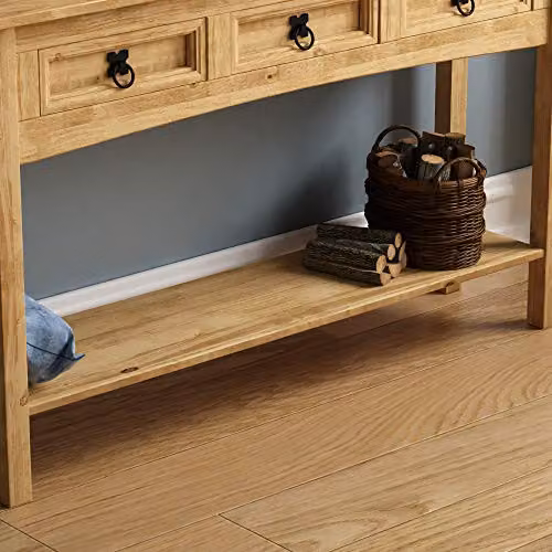 Vida Designs Corona 3 Drawer Console Table in Rustic Brown and Black Solid Pine Wood, W: 123 cm, D: 34 cm, H: 73 cm – 4