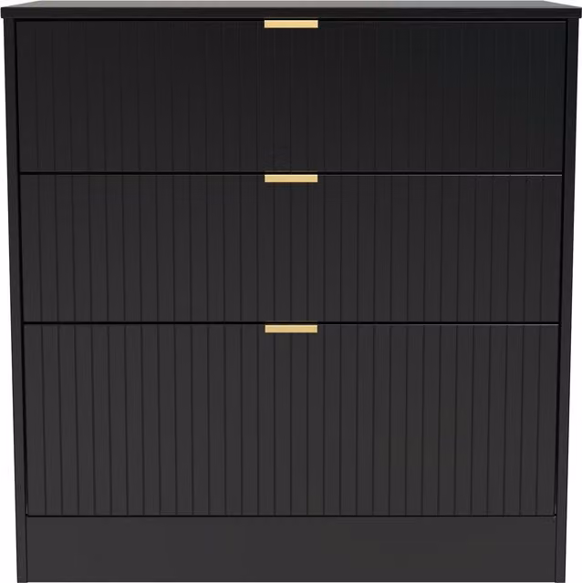 Ready Assembled 2 U Denver 3 Drawer Deep Chest in Matt True Black – 1