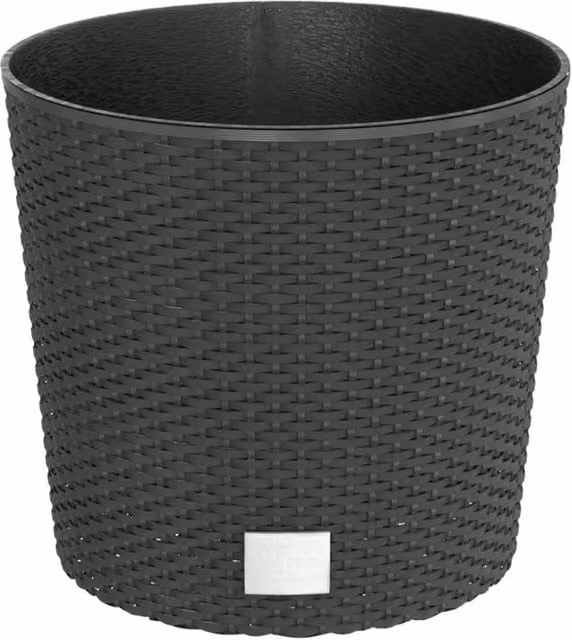 Berkfield Home Black Rattan Planter with Removable Anthracite Inner Tub, 15 L – 1