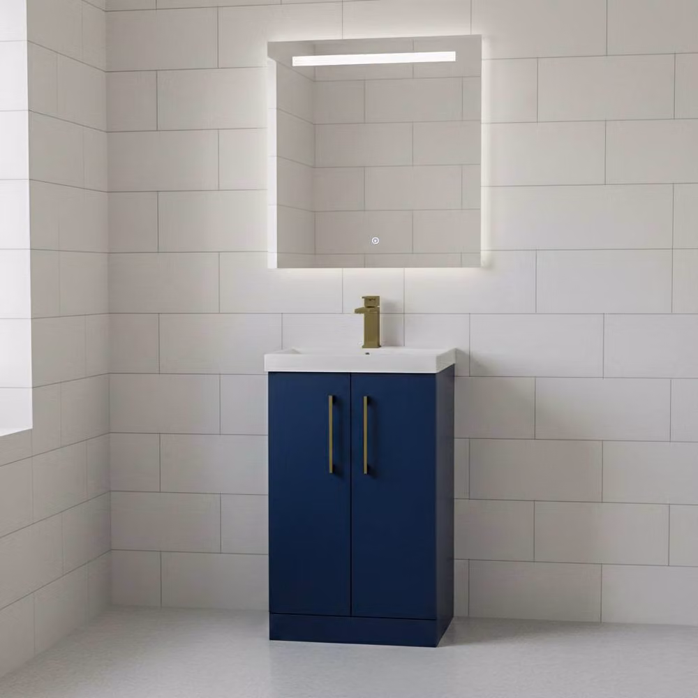 Balterley Modern Blue Matt Freestanding Bathroom Vanity Unit with Basin and 2 Soft Close Doors, Width: 50 cm – 2