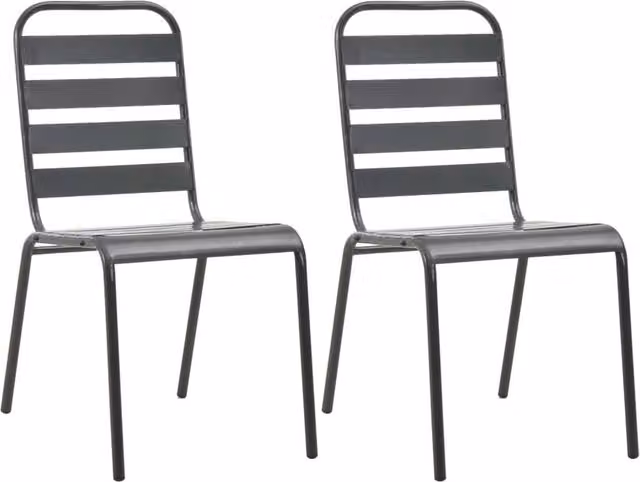 Berkfield Home Stackable Outdoor Metal Chairs, 2 Pack, Grey