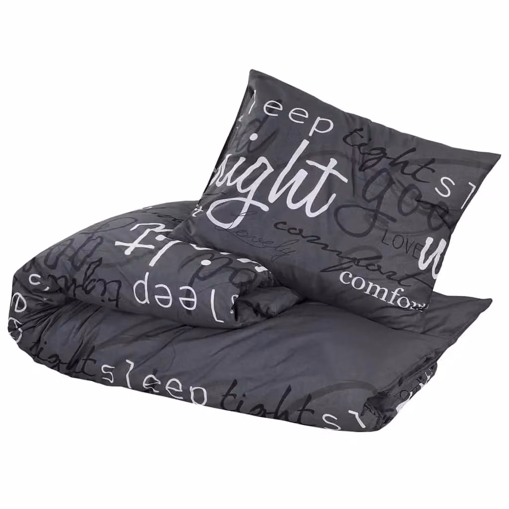 Berkfield Home Black Cotton Duvet Cover and Pillowcase Set, W: 155 cm, H: 220 cm – 3