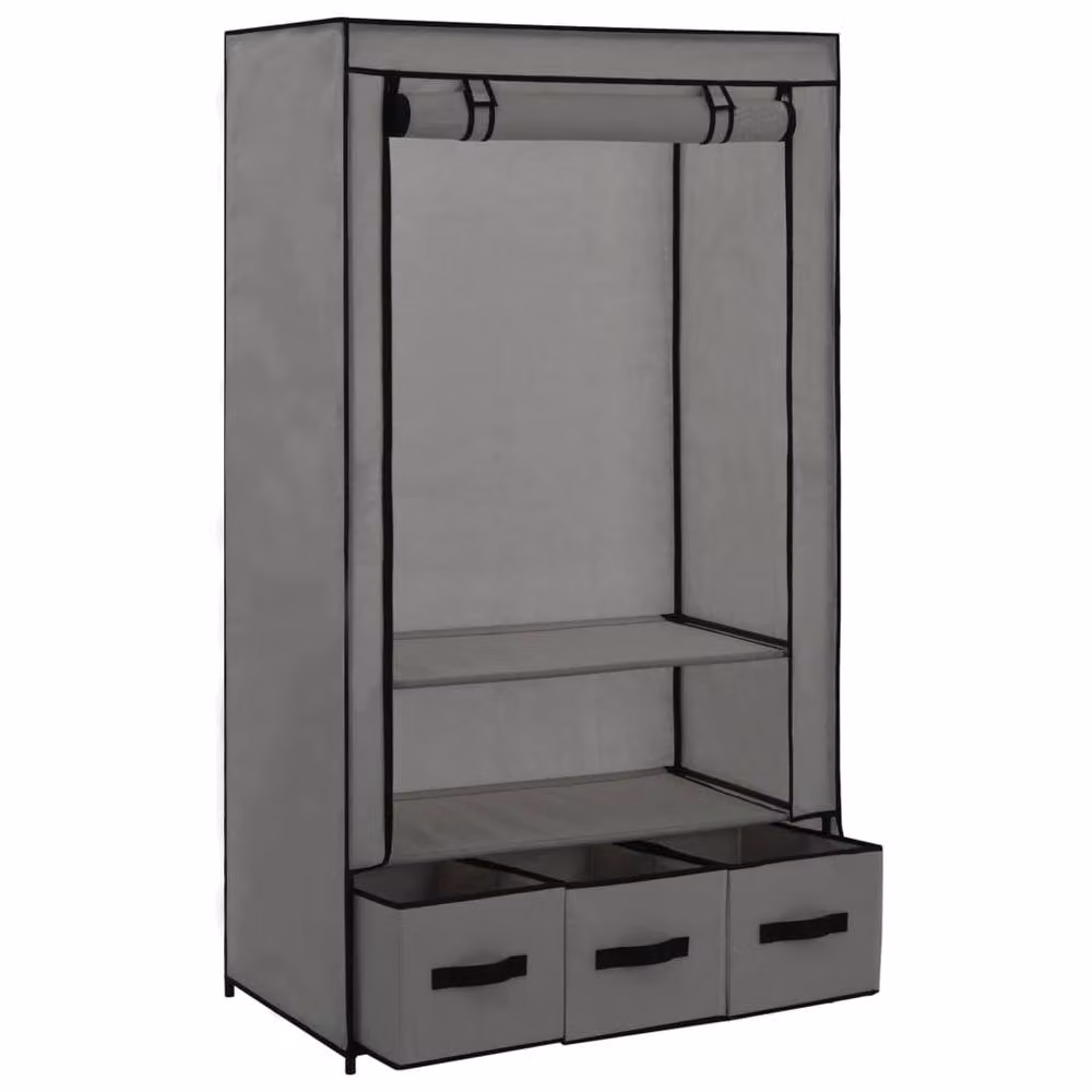 Berkfield Home Grey Fabric Wardrobe with Integrated Drawers, W/D/H: 87 x 49 x 159 cm – 3