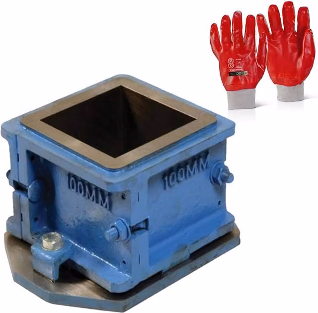 Pegdev Blue Iron 4-Part Concrete Test Cube Mould for Slump Strength Testing, 100mm