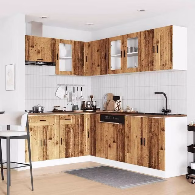 Berkfield Home Elegant 11 Piece Kitchen Cabinet Set in Porto Old Wood Brown