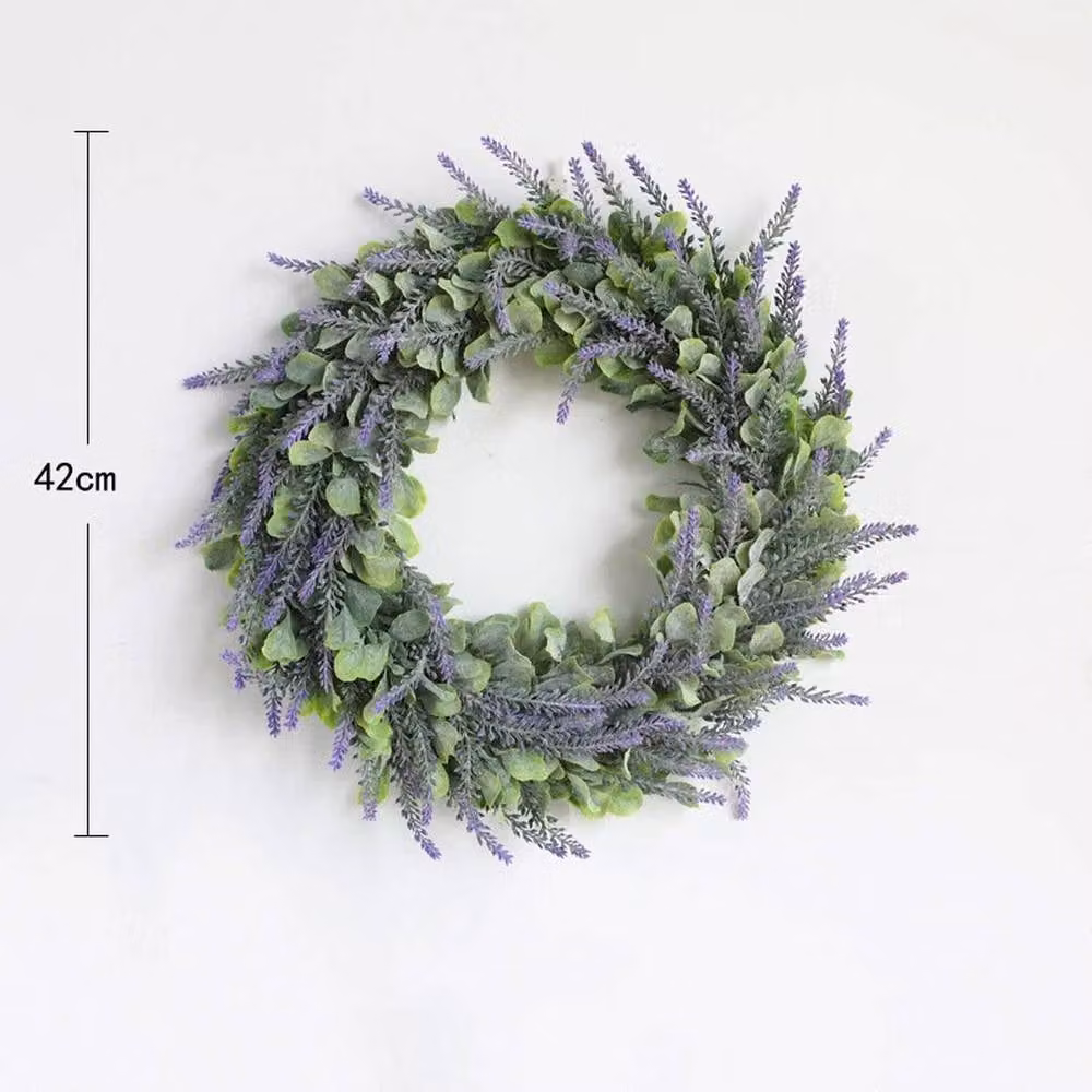 FLAVORA Purple Artificial Lavender Flower Wreath, Diameter: 42 cm – 2