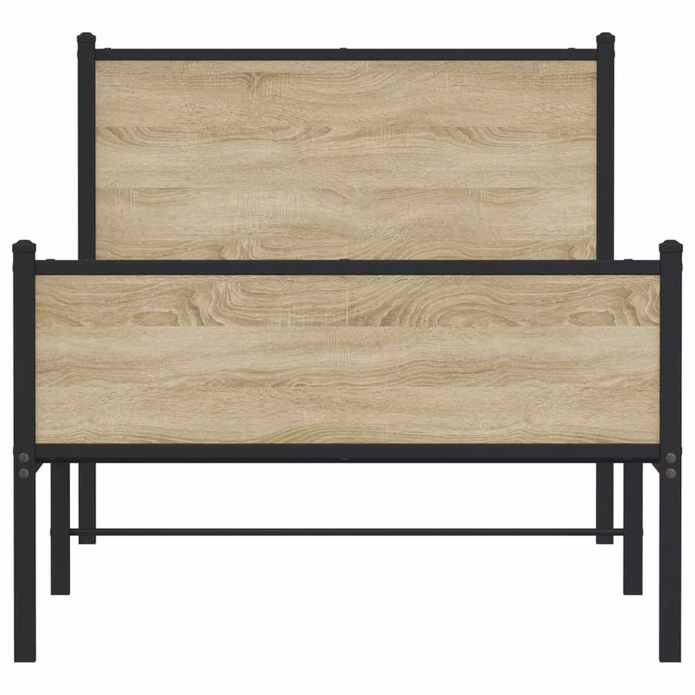 Berkfield Home Metal Bed Frame in Sonoma Oak and Light Brown, W: 100 cm, D: 200 cm – 3