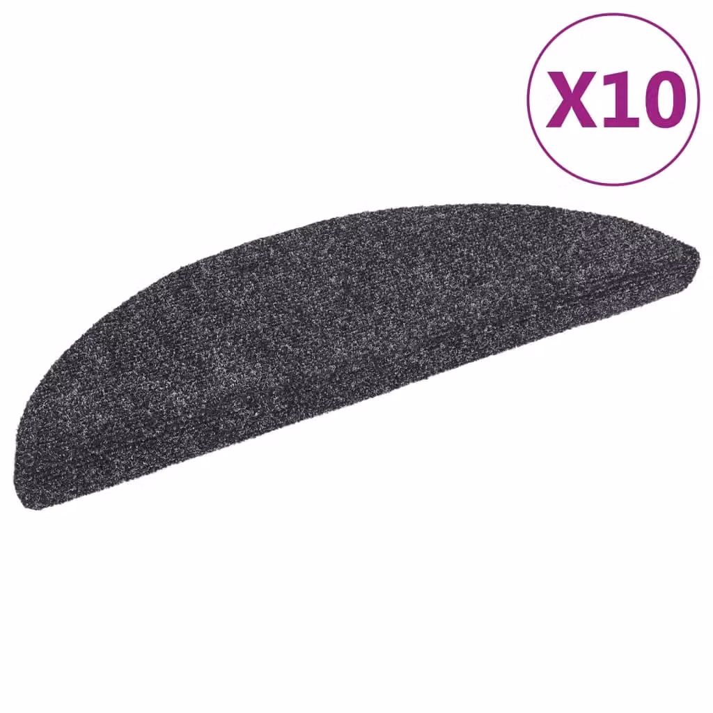 Berkfield Home Self-adhesive Stair Mats, 10 Pieces, Dark Grey, W/D/H: 56 x 17 x 3 cm – 2
