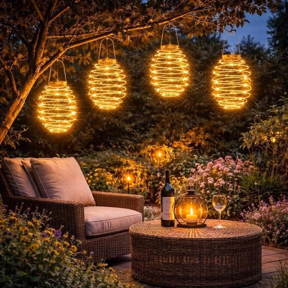 NESTLUNE Spiralites Solar LED Garden Lantern in Silver – 2