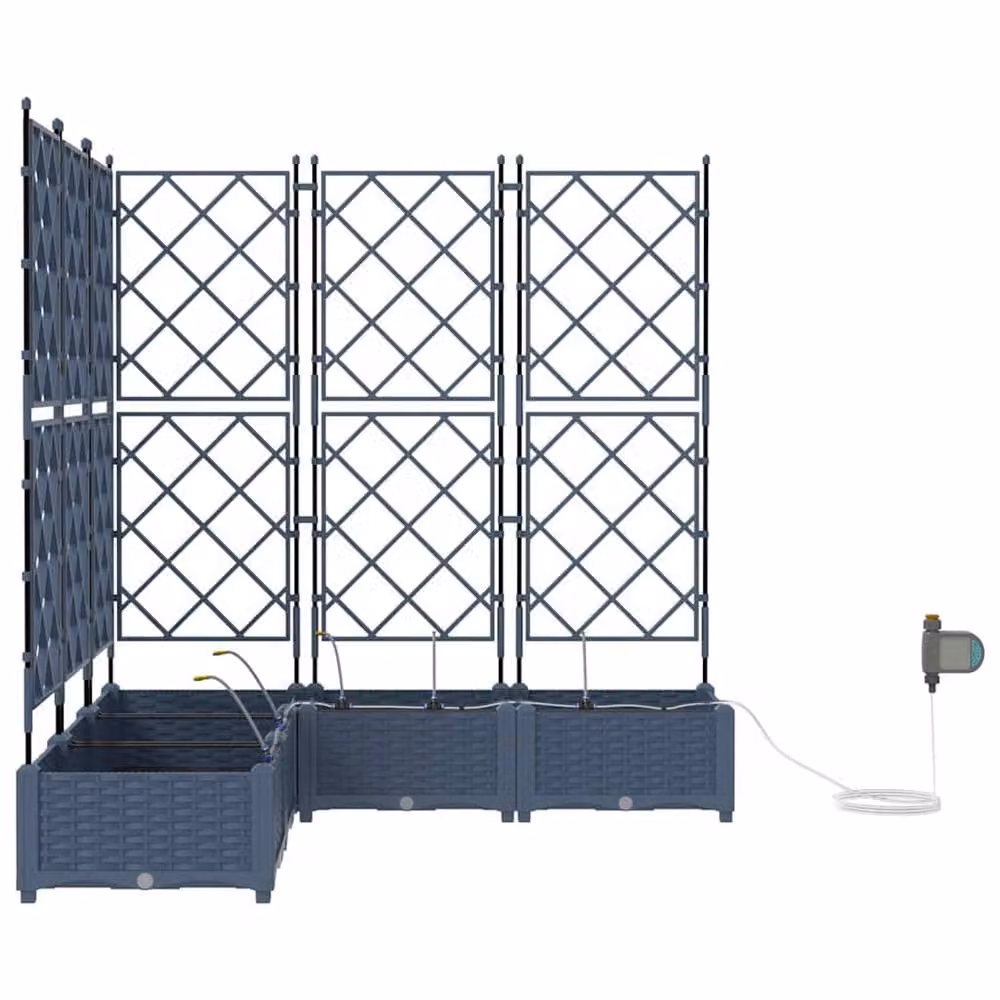Berkfield 5 Piece Grey Garden Planter Set with Water Irrigation System – 3