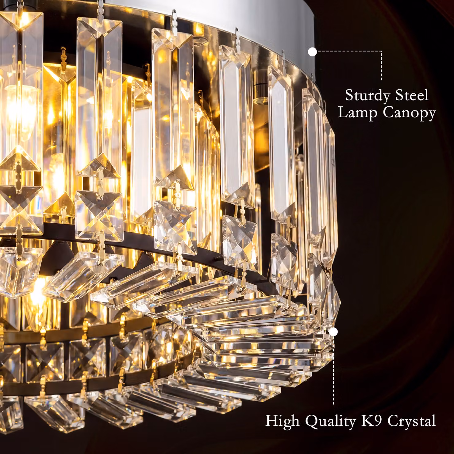 HOMCOM Silver Crystal Ceiling Chandelier with 160 Glass Pendants and 6-Light Design – 4