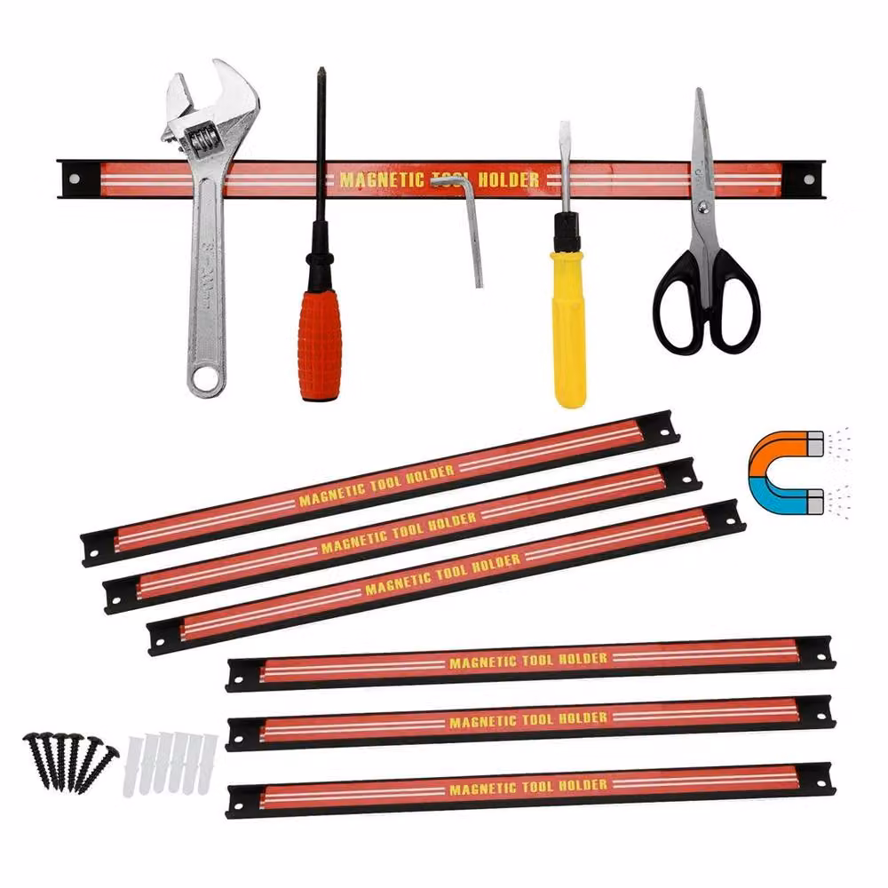 Nordara Heavy Duty Magnetic Tool Bar Garage Wall Storage Strips, Red, W: 52 cm – 4
