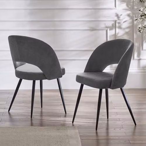 Julian Bowen Ella Set of 2 Upholstered Dining Chairs in Beige, Brown and Grey