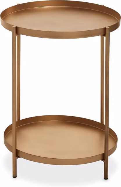 Orsina 2 Tier Gold Side Table with Geometric Round Metal Design