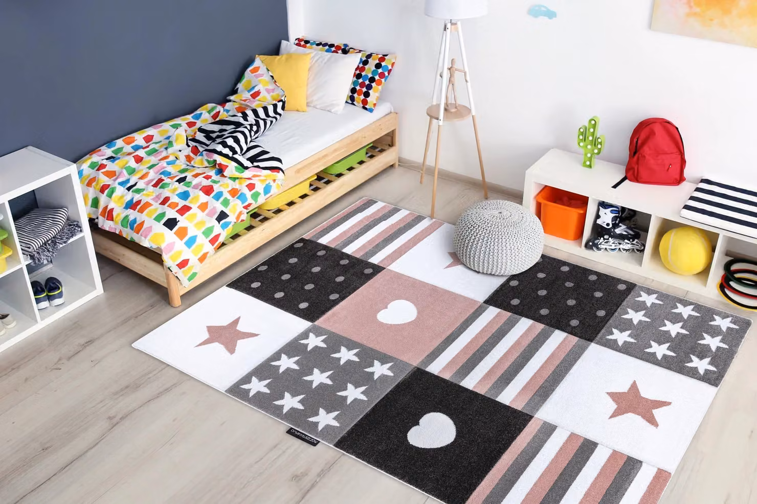 RugsX Petit Patchwork Pink Rectangular Rug for Children's Rooms, W: 160 cm, D: 220 cm – 4