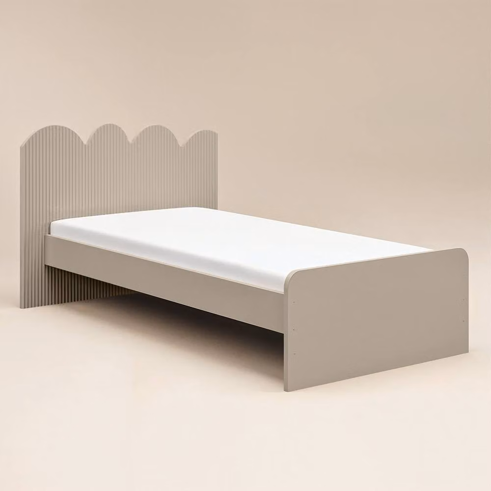 Flair Calista Ribbed Cloud Upholstered Single Bed with Headboard in Beige or Taupe, W/D/H: 90 x 200 x 120 cm – 2