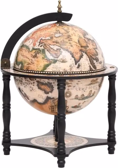 Berkfield Home Globe Bar Wine Stand in Black Solid Eucalyptus Wood