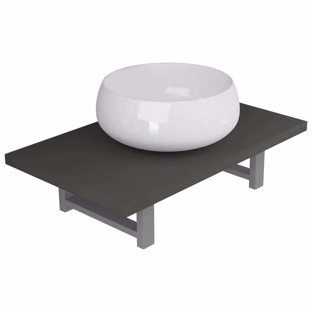 Berkfield Home Two Piece Modern Glossy Ceramic Bathroom Furniture Set in Grey – 2