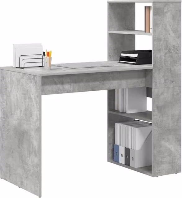 Berkfield Home Modern Writing Desk in Grey with Storage, W/D/H: 113 x 54 x 120 cm – 1