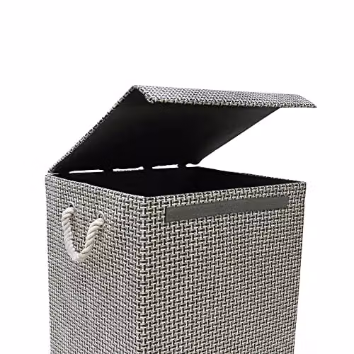JVL Silva Fabric Foldable Laundry Hamper with Lid and Handles, Grey, W/D/H: 35.0 x 40.0 x 61.0 cm – 2