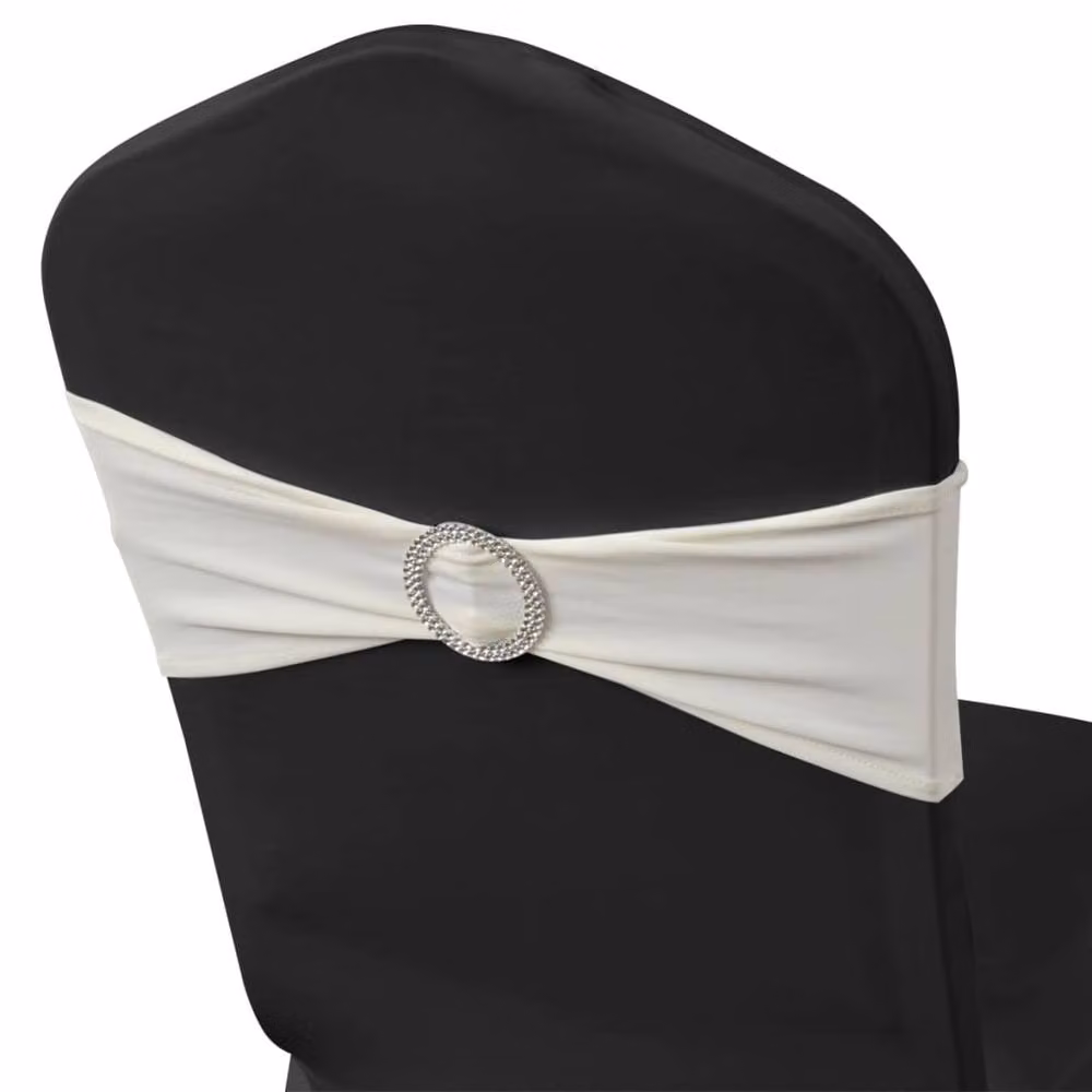 Berkfield Home 25 Piece Cream Stretchable Decorative Chair Band Set with Diamond Buckle – 3