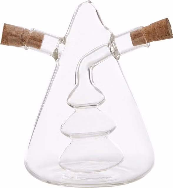 Orsina Two-in-One Innovative Oil and Vinegar Dispenser with Round Inner Bottle and Precise Sprayer, Clear Glass