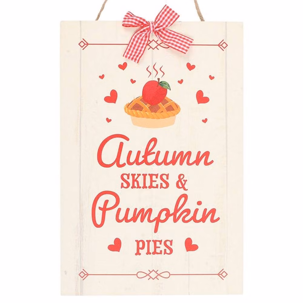 Uniqueful Autumn Skies and Pumpkin Pies Multicolour Wooden Hanging Sign – 2