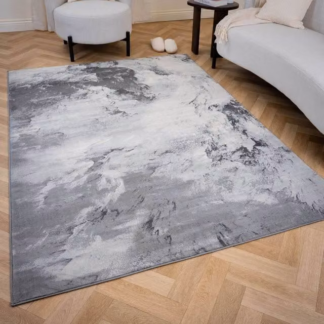 THE RUGS Elaris Stain Resistant Marble Design Living Room Area Rug in Grey, W: 120 cm, D: 170 cm – 1