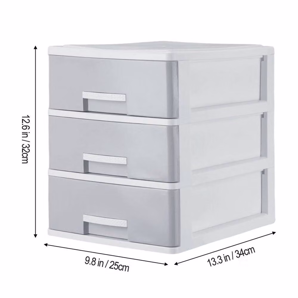 PAWNORA 3-Tier Plastic Storage Drawer Tower Unit in Grey and Transparent – 2