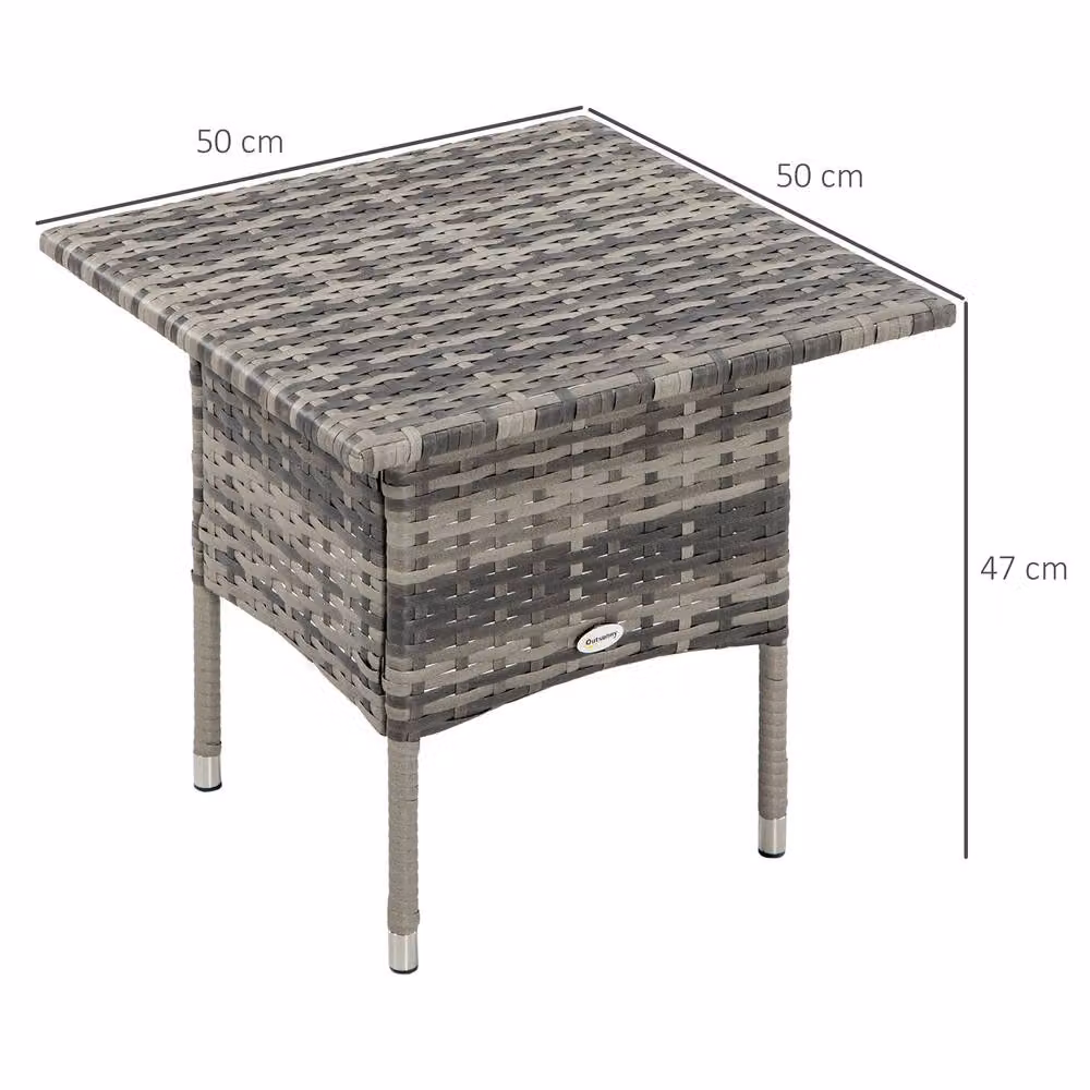 ERGOVEXA Grey Polyrattan Square Garden Side Table with Cushion Storage – 2