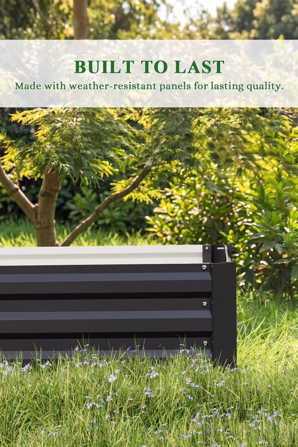 Garden Sanctuary Black Galvanised Steel Raised Garden Bed W: 90 cm, D: 30 cm, H: 90 cm – 5