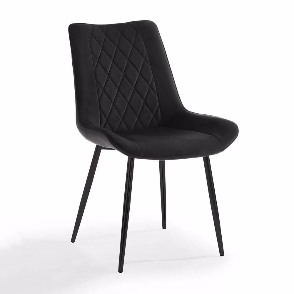 Home Detail Alba Velvet Dining Chair Set of 2, Grey with Black Legs – 2
