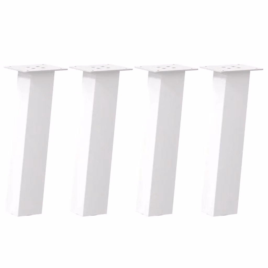 Berkfield Home Steel Coffee Table Legs, 4 Pieces, White, Height: 42 cm