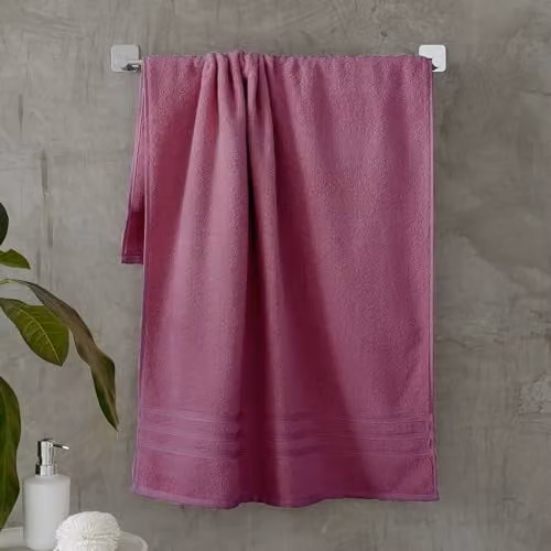 Catherine Lansfield Raspberry Cotton Bath Towel W: 70 cm, H: 120 cm