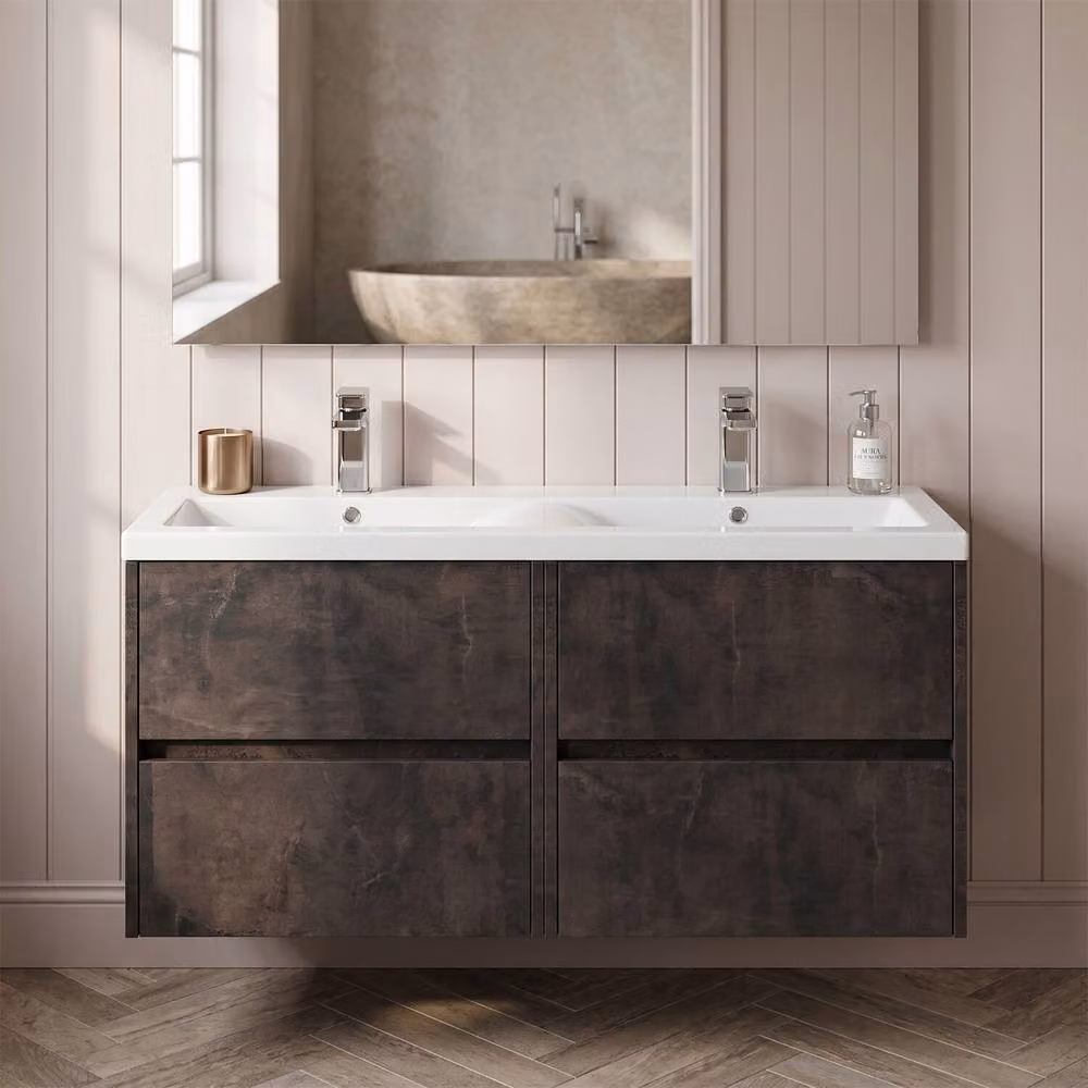 Balterley Chartley Contemporary 4 Drawer Wall Hung Vanity Basin Unit, Grey, Width: 120 cm – 3