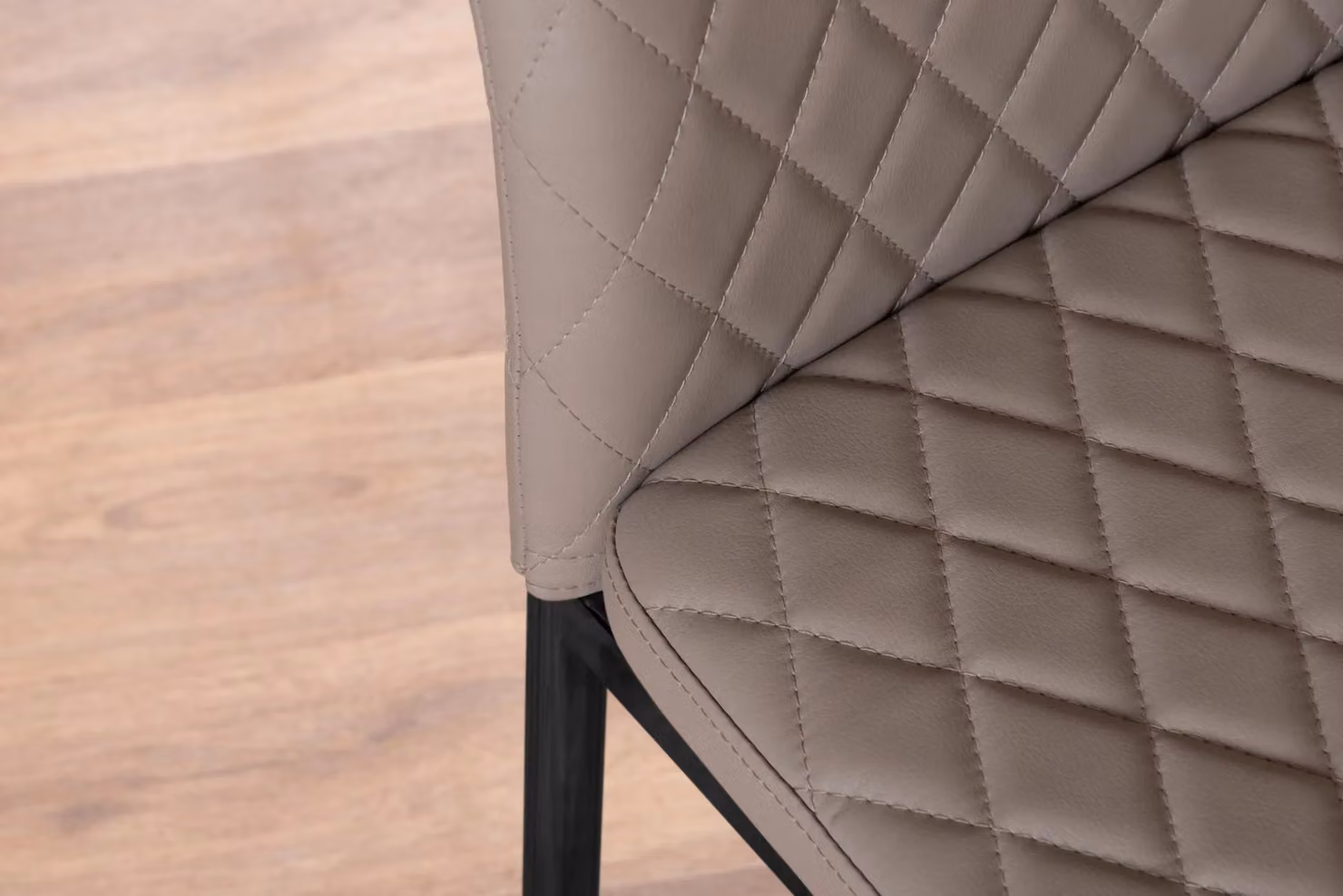 FurnitureboxUK Santorini Brown Round Dining Table and 6 Milan Beige Chairs with Black Legs – 5
