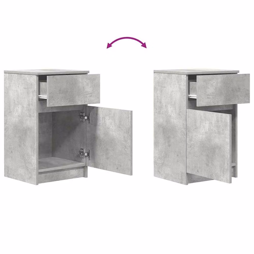 Berkfield Home Set of 2 Durable Industrial Bedside Cabinets in Concrete Grey, W/D/H: 39 x 35 x 65 cm – 3