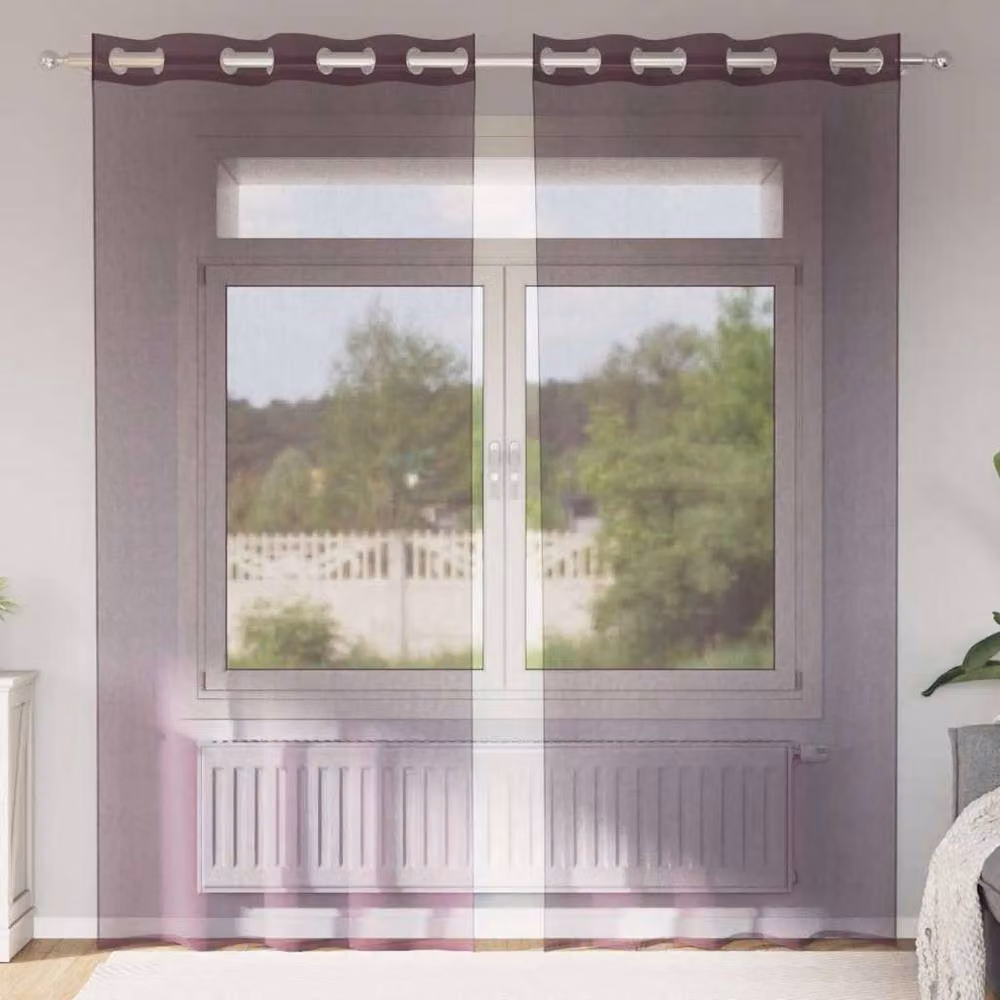 Berkfield Home Purple Voile Fabric Panel Curtains with Eyelets, 2 Pack, W: 140 cm, H: 225 cm – 2
